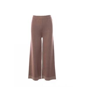 NEW ANONYME women's viscose lurex knitwear pants in brown